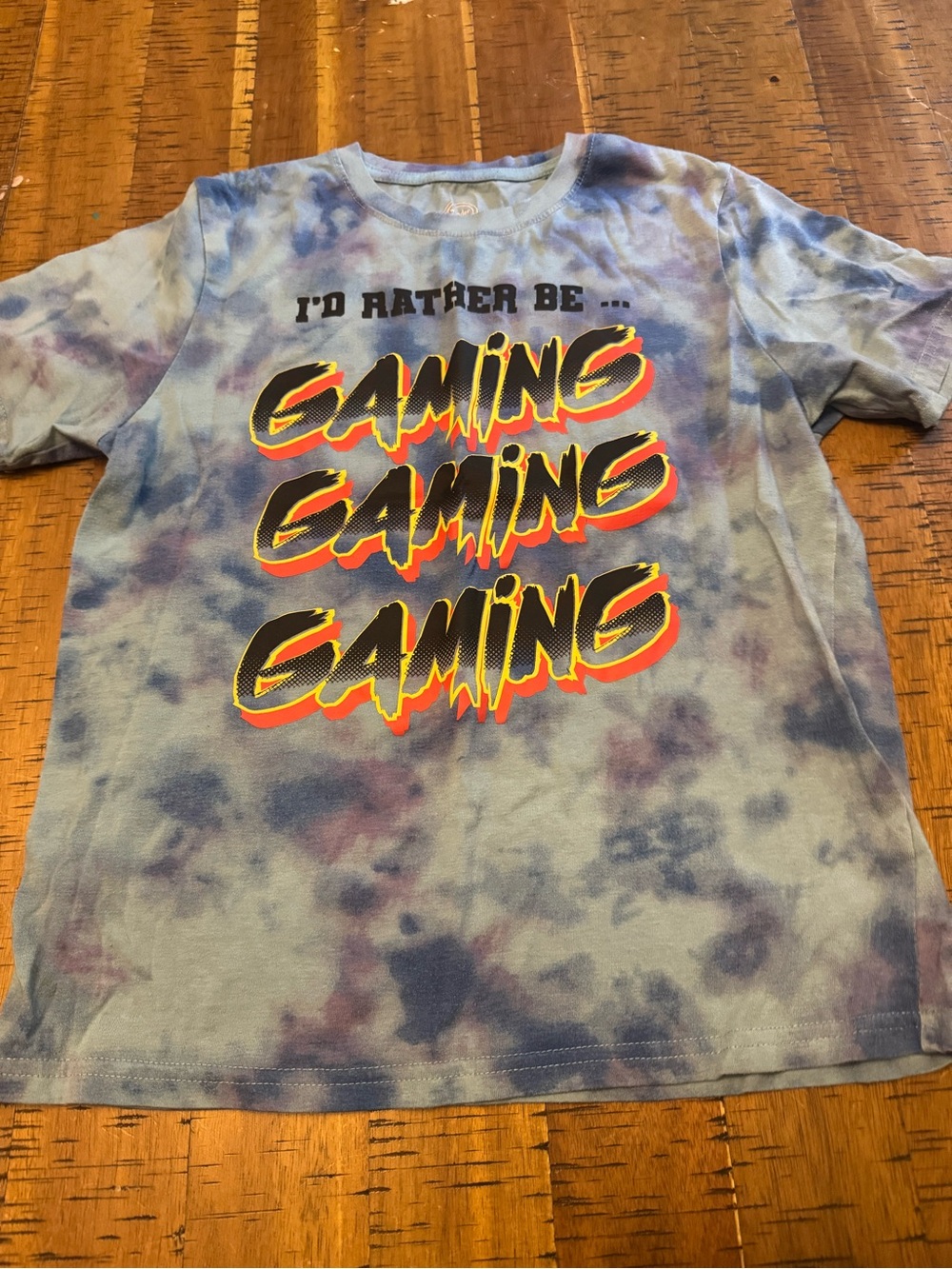 wonder nation Blue & Purple Tie-Dye i’d rather be'Gaming' Graphic Tee